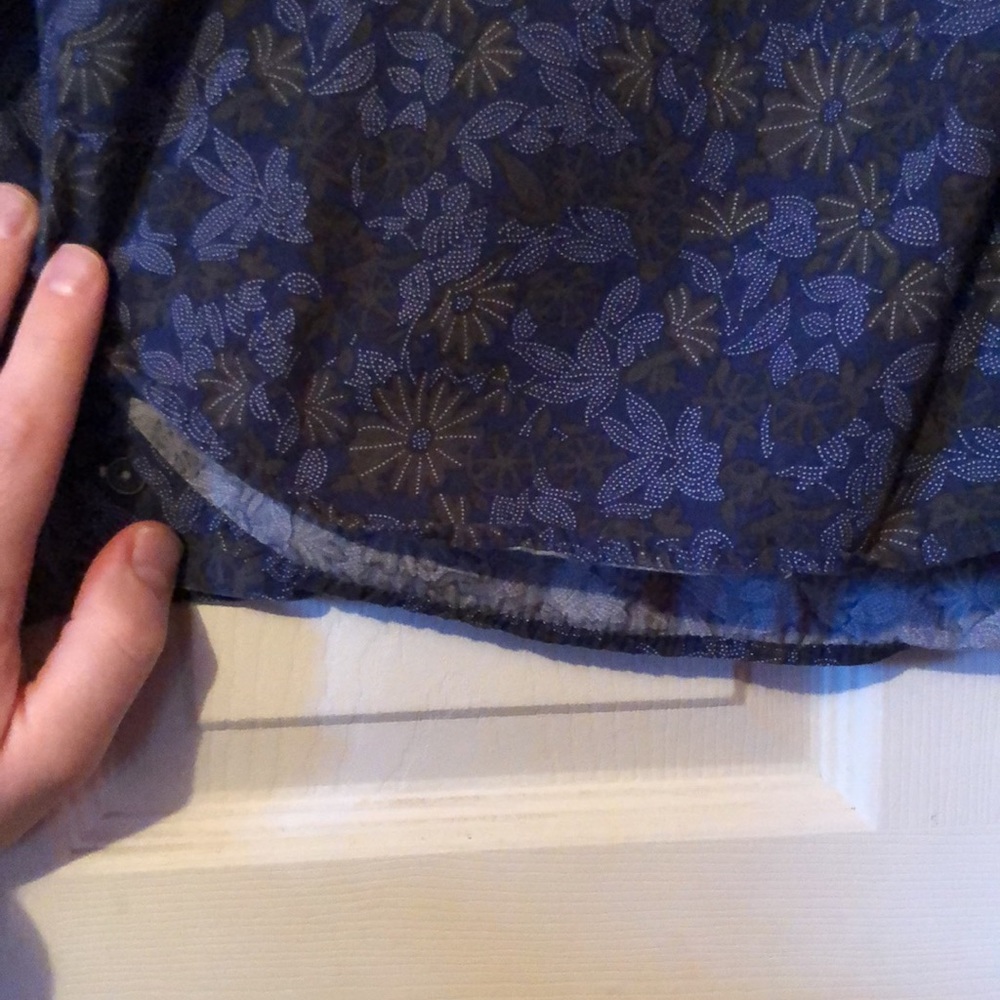 Bruno Blue Floral Print Pocket Long Sleeve Button Down Shirt Mens Large L - Picture 6 of 12